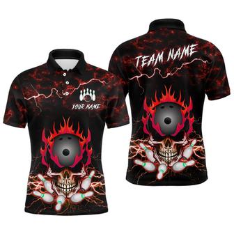 Coolspod Bowling Skull Thunder Team Multicolor Option Customized Name Polo Shirt, Skull Shirt - Monsterry DE