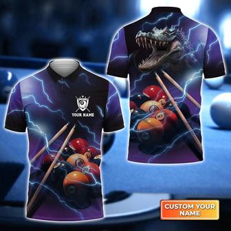 Coolspod Crocodile Thunder Lightning Billiard Personalized Name Polo Shirt, Idea Gift For Billiard Players - Monsterry DE