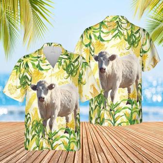 Corn Farm Charolais All Over Printed Hawaiian Shirt, Farm Hawaiian Shirt, Farmer Hawaii | Newhawaiianshirts AU