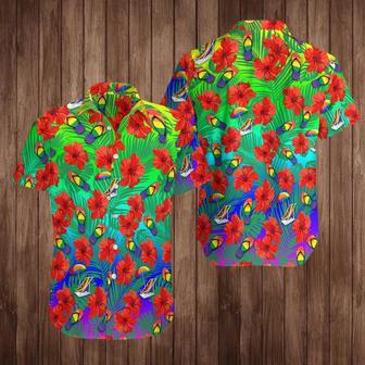 Couple Gay Pride Shirt, Lgbt Red Hibiscus Nice Ornamental Hawaiian Shirt | Newhawaiianshirts DE