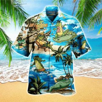 Crocodile Enjoy Summer Blue Hawaiian Aloha Shirts | Newhawaiianshirts