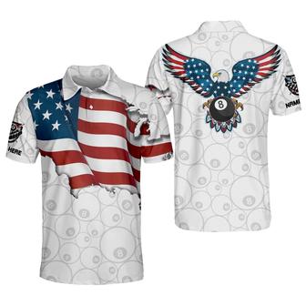 Custom Men's Billiard Dry Fit Short Sleeve Shirts, Eagle Shirt, Flag Billiard Polo Shirt - Monsterry CA