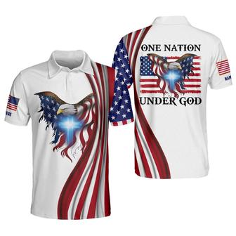 Customized Name One Nation Under God Eagle Polo Shirt, Independence Day Shirt - Monsterry UK