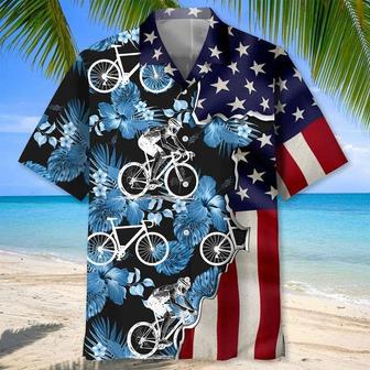 Cycling Tropical Usa Flag Hawaiian Shirts For Men And Woman, Full Print Cycling Hawaii Aloha Beach Shirt | Newhawaiianshirts AU