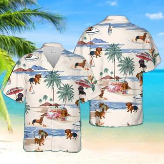 Dachshund Beach Summer Hawaiian Shirt, Dachshund Button Shirt, Dachshund Beach Shirt | Newhawaiianshirts