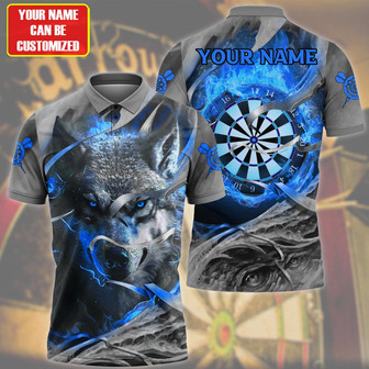 Dartboard Wolf Multicolor Version Personalized Name Polo Shirt For Darts Player - Monsterry