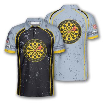 Darts Grunge Style Yellow Dart Board Custom Polo Shirts For Men, Usa Dart Player - Monsterry CA