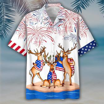 Deer Independence Day Is Coming Hawaiian Shirts For Adults, Deer Hawaii Aloha Beach Shirt For Happy Of July | Newhawaiianshirts CA