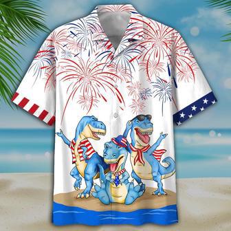 Dinosaur Hawaiian Shirt, Dinosaurus Independence's Day Full Print Hawaii Shirts For Men And Woman | Newhawaiianshirts AU