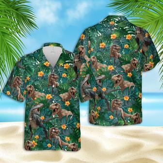 Dinosaurs T-Rex Tropical Hawaiian Aloha Shirts Swim Trunks Beach Shorts | Newhawaiianshirts AU