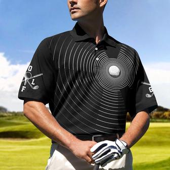 Effect Gold Ball And Golfer All Over Print Polo Shirt For Men, Best Golf Shirt For Men Coolspod - Monsterry
