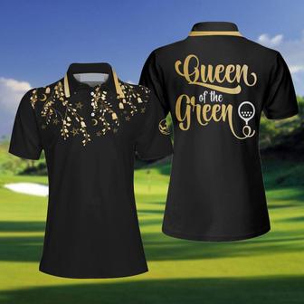 Elegant Gold Pattern Queen Of The Green Golf Women Polo Shirt, Unique Female Golf Gift - Monsterry DE