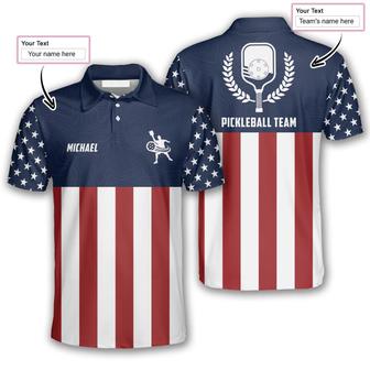 Emblem American Flag Navy Custom Pickleball Shirts For Men - Monsterry AU