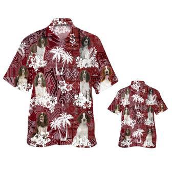 English Springer Spaniel Hawaiian Shirt, Dog Hawaiian Shirt Red Tribal Pattern | Newhawaiianshirts DE