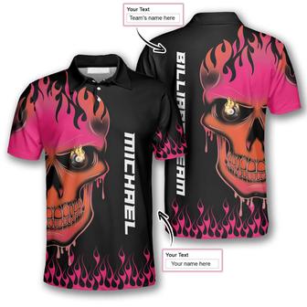 Fire Skull Custom Billiard Shirts For Men, Custom Billiard 8 Ball For Team, Men's Billiard Polo Shirts - Monsterry DE