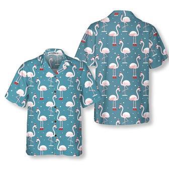 Flamingo On Christmas Holiday Hawaiian Shirt, Xmas Hawaiian Shirts | Newhawaiianshirts AU