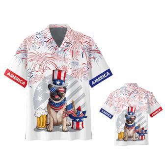 Full Print Independence's Day Hawaiian Shirt, Pug And Beer Hawaii Summer Beach Shirt, Of Jul Hawaii Dog Shirt | Newhawaiianshirts AU