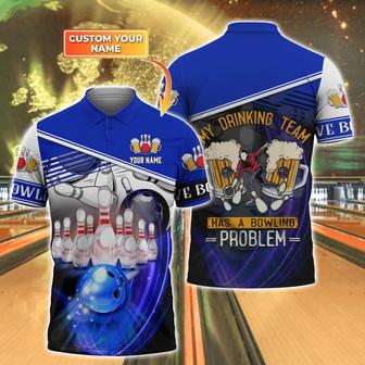 Full Printed Bowling And Beer Polo Shirt With Custom Name - Monsterry CA