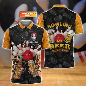 Full Printed Bowling And Beer Polo Shirt With Customized Name - Monsterry CA