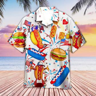 Funny American Hot Dog Of July Independence Day Hawaiian Shirt For Men & Women, Hot Dog Hawaiian Shirt | Newhawaiianshirts AU