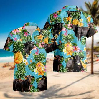 Funny Black Angus Cow Hawaiian Shirt, Tropical Flower Hawaii Shirt, Short Sleeve Hawaiian Aloha Shirt | Newhawaiianshirts AU