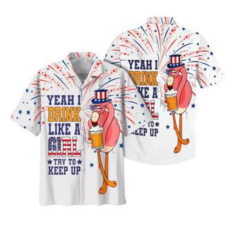 Funny Flamingo Aloha Hawaiian Shirt, Flamingo Drinking Beer Aloha Shirt, Independence Day Gifts | Newhawaiianshirts UK