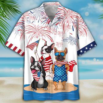 Funny French Bulldog Hawaiian Shirt Full Printed For Of July Gifts, Patriotic Present Dog Hawaii Shirt Short Sleeve | Newhawaiianshirts AU