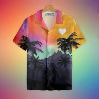 Gay Pride Hawaiian Shirt, Cool Lgbt Sunset With Heart Hawaiian Shirt | Newhawaiianshirts UK