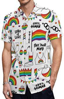 Gay Pride Hawaiian Shirt, Love Is Love Hawaii Shirt For Lesbian, Free Your Mind, Human Right Rainbow Hawaiian Shirt | Newhawaiianshirts