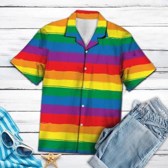 Gay Pride T Shirt, Lgbt Stripe Rainbow Nice Ornamental Hawaiian Shirt | Newhawaiianshirts