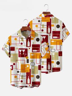 Geometric Wine Glass Hawaiian Shirt, Summer Hawaii Shirt, Beach Shirt | Newhawaiianshirts AU