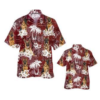 German Shepherd Hawaiian Shirt, Pet Hawaiian Shirts Red Tribal Pattern | Newhawaiianshirts DE