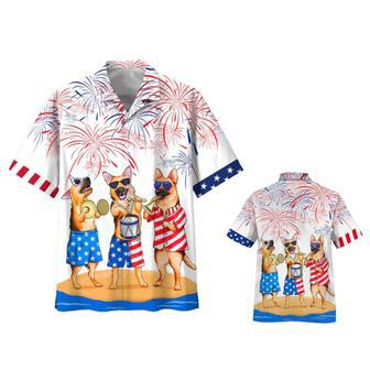 German Shepherd Hawaiian Shirt, Independence's Day Dog Hawaiian Beach Shirt, Happy American Dog Hawaii Shirt | Newhawaiianshirts AU