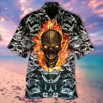 Ghost Rider Full Skulls All Over Printed Hawaiian Shirt Ghost Skull Hawaii Shirts | Newhawaiianshirts CA