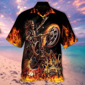 Ghost Rider On Fire Full Printed Hawaii Aloha Beach Shirt, Summer Skull Hawaiian Shirts | Newhawaiianshirts UK