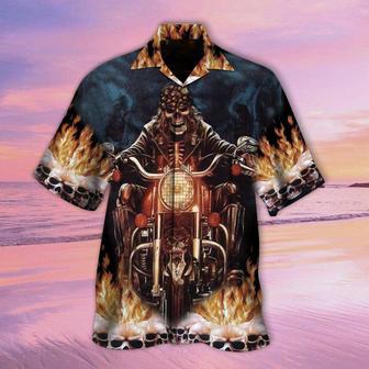 Ghost Rider Skull Fire Night Hawaiian Shirt | Newhawaiianshirts