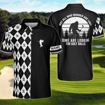 Golf Argyle Not All Who Wander Are Lost Bigfoot Polo Shirt Personalized Man Golf Shirt - Monsterry AU