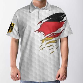Golf Germany Flag Polo Shirt, White Golf Pattern Polo Shirt, German Golf Shirt For Men Coolspod - Monsterry AU