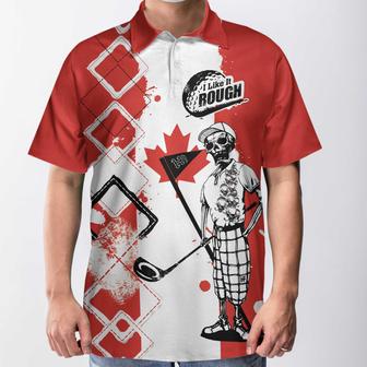 Golf I Like It Rough Canada Flag Polo Shirt, Argyle Pattern Skeleton Golfing Polo Shirt, Funny Golf Shirt For Men Coolspod - Monsterry