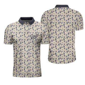 Golf Objects Pattern Short Sleeve Polo Shirt, Golf Tee And Club Polo Shirt, Best Golf Shirt For Men Coolspod - Monsterry