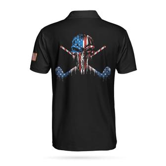 Golf Skull America Flag Short Sleeve Polo Shirt, Wet Paint Black Polo Shirt, Best Golf Shirt For Men Coolspod - Monsterry DE