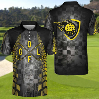 Golf Yellow Pattern Short Sleeve Polo Shirt, Checker Pattern Racing Polo Shirt, Best Golf Shirt For Men Coolspod - Monsterry