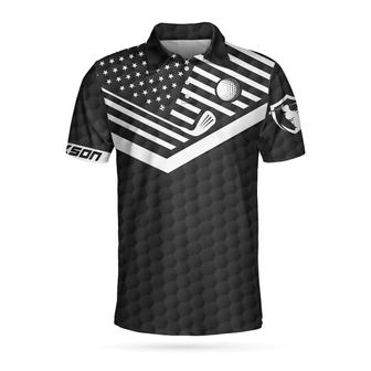 Golfing Instructions Custom Polo Shirt, Personalized Black American Flag Polo Shirt, Cool Golf Shirt For Men Coolspod - Monsterry DE