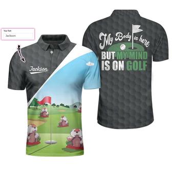 Gopher My Mind Is On Golf Custom Polo Shirt, Personalized Golf Shirt For Men, Cool Gift For Golfers Coolspod - Monsterry DE
