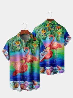 Gradient Flamingo Hawaiian Shirt, Flamingo Lover Hawaii Shirt, Full Print Button Down Shirt | Newhawaiianshirts AU