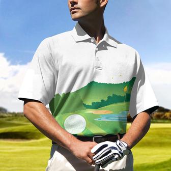 Green Golf Course Short Sleeve All Over Print Polo Shirt, Unique Golf Shirt For Men, Cool Gift For Golfers Coolspod - Monsterry DE