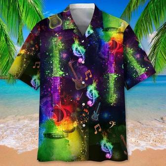 Guitar Color Hawaiian Shirt, Guitarist Man Hawaiian Beach Shirts, Musican Guitar Hawaii Aloha Shirt | Newhawaiianshirts