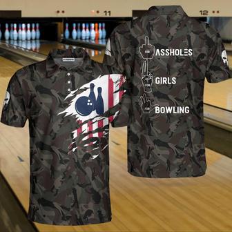 Hand Instruction American Flag Camouflage Bowling Polo Shirt, Camo Bowling Shirt For Men Coolspod - Monsterry DE