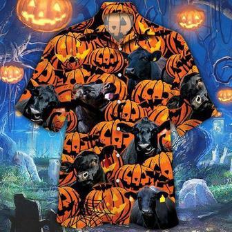 Happy Halloween Black Angus Pumpkin All Over Printed Hawaiian Shirt | Newhawaiianshirts UK