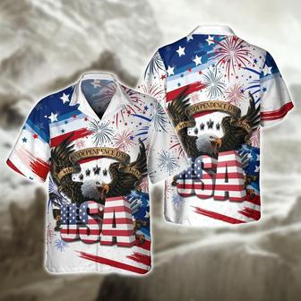 Happy Independence's Day Usa Eagle Hawaiian Shirts, Fourth Of Jul Aloha Hawaii Beach Shirt Short Sleeve | Newhawaiianshirts UK